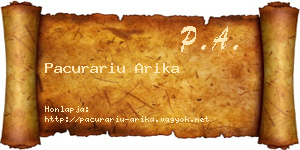 Pacurariu Arika névjegykártya